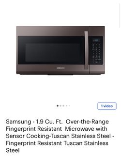 Samsung Over the range microwave in Tuscan stainless steel