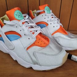 Nike Air Huarache Shoes White Orange Men's Sizes 10.5