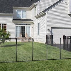 
New 4 ft. x 12 ft. Outdoor Black In Ground Pool Fence With Section Kit, Removable Mesh Barrier