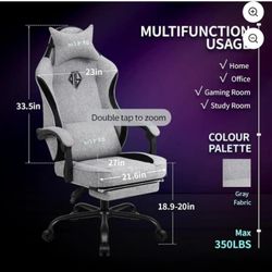 Grey Fabric Gaming Chair 