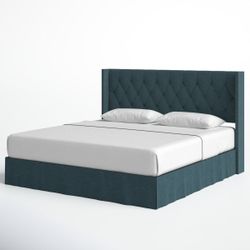 King Bed Frame W Upholstered Headboard