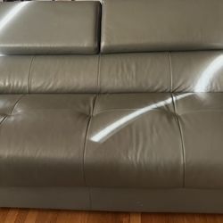 Grey leather couch & chair 
