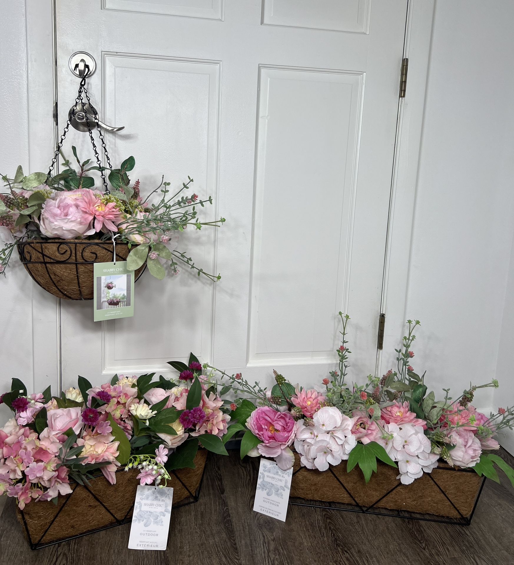 Shabby chic Artificial Flowers arrangements (Set Of 3) New