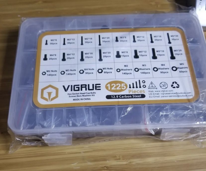 VIGRUE 1225 Pieces M2 M3 M4 M5 Flat Hex Head Socket Cap Screws Alloy Steel...