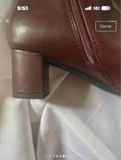 Brown Leather Block Heel Ankle Boot