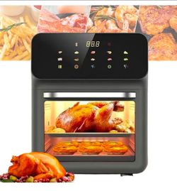 15l Large Air Fryer Toaster Oven Combo, Multi-Function Convection Oven, 1350w Smart Visual Air Fryer, Oil-Free Fryer With 10 Presets, Time And Tempera