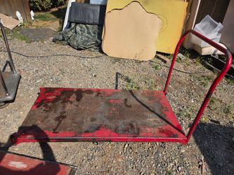 Heavy Duty Red Metal Platform Cart