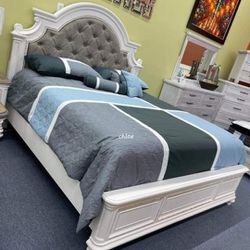 
🎖ASK DISCOUNT COUPOn`queen King full twin bed dresser mirror nightstand bunk bed options Bayl Antique White Panel Bedroom Set 
