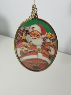 Enesco 1996 Via Vermont Artistry Glass Holly Christmas Ornament Santa Clause