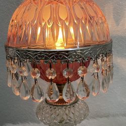Michelotte Pink Cranberry Glass Boudoir Princess Lamp 
