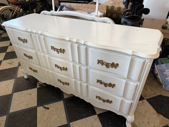 White French Provincial Dresser with Mirror