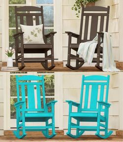 2X Dark Brown / Aruba Blue / Black color HDPS all weather rock chairs