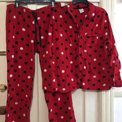 Sonoma women’s polka dot fleece pejama set Large