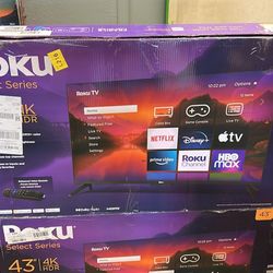 43" ROKU 4k Smart Dolby Audio Tv