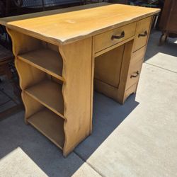 Vintage Monterey Desk with Side Bookcase