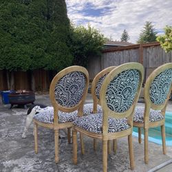 FRENCH COUNTRY UPHOSTERED WEATHERED WOOD DINING CHAIRS 🌸🌸