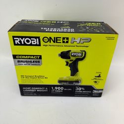 New Ryobi PSBID02K 18V ONE+ HP Compact Brushless 1/4" Impact Driver Kit