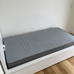 IKEA Like New White Twin Size Bed Frame With Drawers 