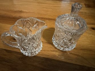 JG Durand Cristal France Vincennes covered sugar & creamer