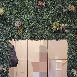 Faux Plant Wall And Mirrors