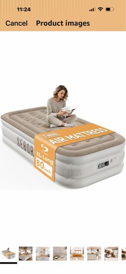 Air Mattress with Built-in Pump, Comfortable Self-Inflating Air Mattress with High-Speed Pump, Durable Blow Up Mattress Twin with Storage Bag for Gues