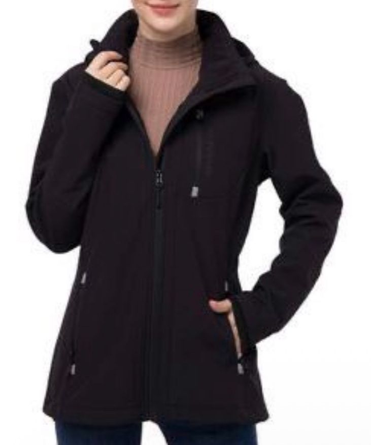 New Cute Women's Softshell Jacket with Removable Hood, Fleece Lined Waterproof Windproof Outdoor Cycling Hiking Waistline Coat