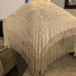  Embroidered Silk Vintage Shawl