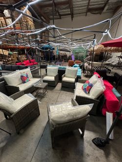 New 7 Pieces Wicker Outdoor Patio Furniture set Sectional Sofa Set ottoman table