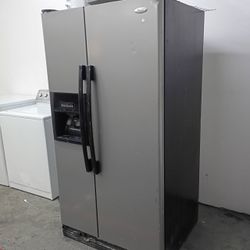 Side by side stainless steel refrigerator