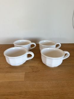 White Ceramic Tea/ Coffee / Soup Cups – Set of 4