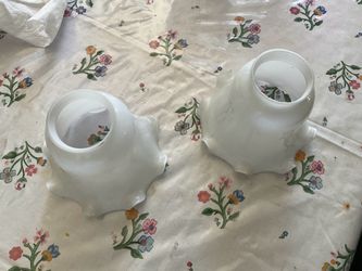 White Milk Glass Light Shades Set of 2 like new