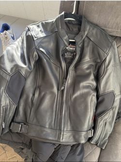 Tourmaster Element Leather Motorcycle Jacket, Black, Men’s