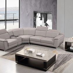 Colyell Collection Light Gray Genuine Leather Sectional - available in Left or right Side Facing  $4,769.00 On Sale Now. Free Delivery 🚚 