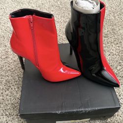 Black & Red Ankle High Boots 