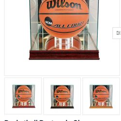 Cherry Wood and Glass Basketball Display Case New In Box