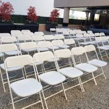 SET OF 10 White Plastic Folding Chairs Steel Frame Commercial High Capacity Event Chair lightweighti