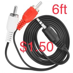 RCA to Aux 3.5 -6ft. NEW ORIGINAL....over 500+ available. ➡️ $1.50 each