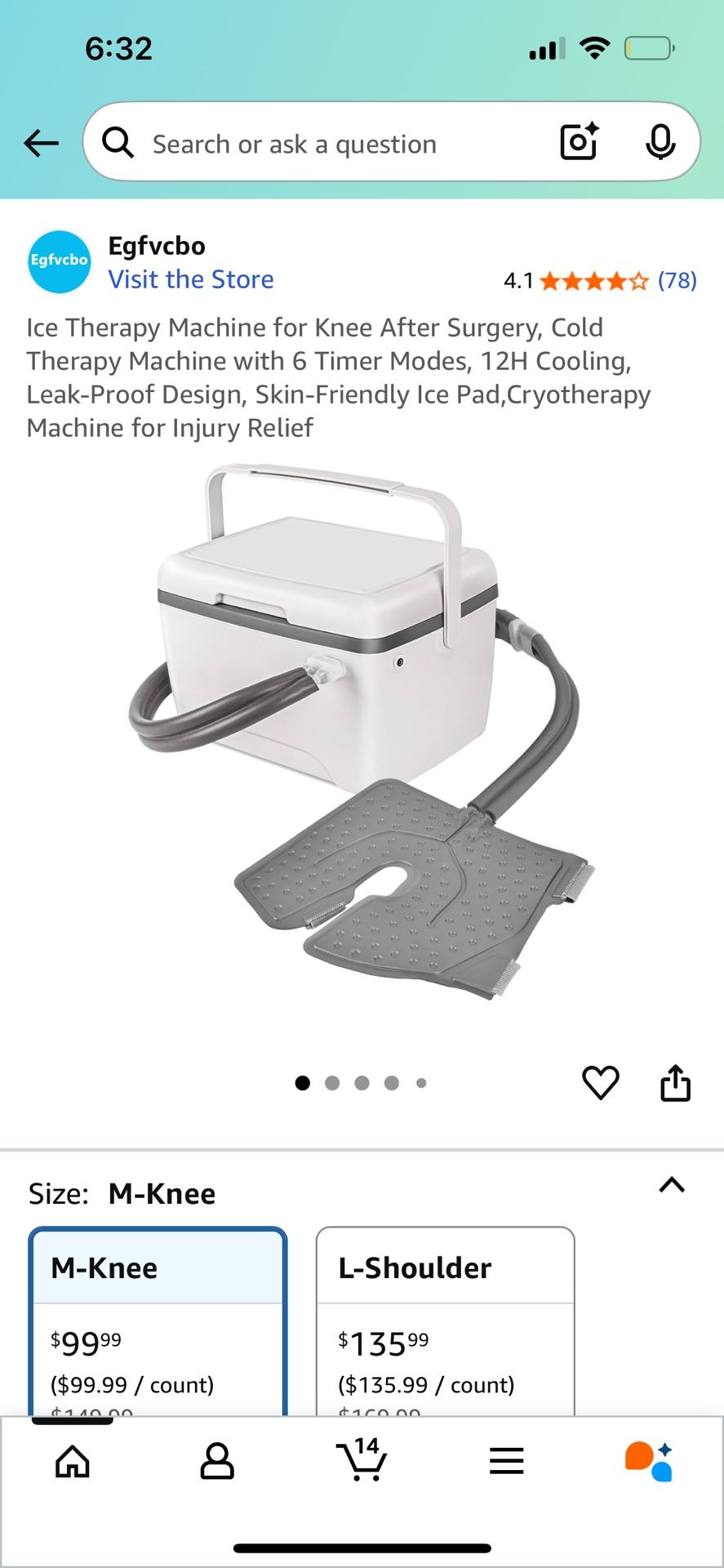 Ice Therapy Machine for Knee After Surgery, Cold Therapy Machine with 6 Timer Modes, 12H Cooling, Leak-Proof Design, Skin-Friendly Ice Pad,Cryotherapy