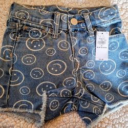 Old Navy Toddler Girls' Smiley Face Jean Shorts (Size 3T)