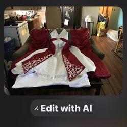 Wedding Dress And Two Bridesmaids Dresses