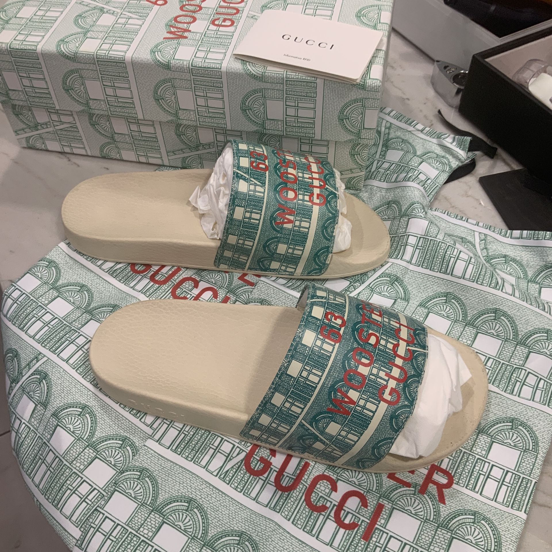 Gucci Wooster 63 Slides Size 6 Clean In Box Genuine 