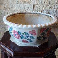 VTG Oriental Jardiniere Bonsai Cachepot Planter Chinoiserie Planter 10” Wide x 4" H.