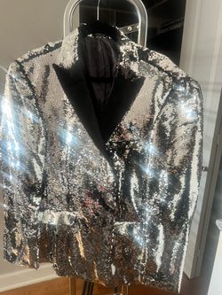 Men’s Sequin Party Jacket- silver