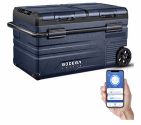 BODEGACOOLER 12V Car Refrigerator, 80 QT Dual Zone Portable Freezer