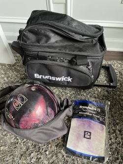 Bowling Ball with Accessories Brunswick Rolling & Seesaw Bag Microfiber Towel