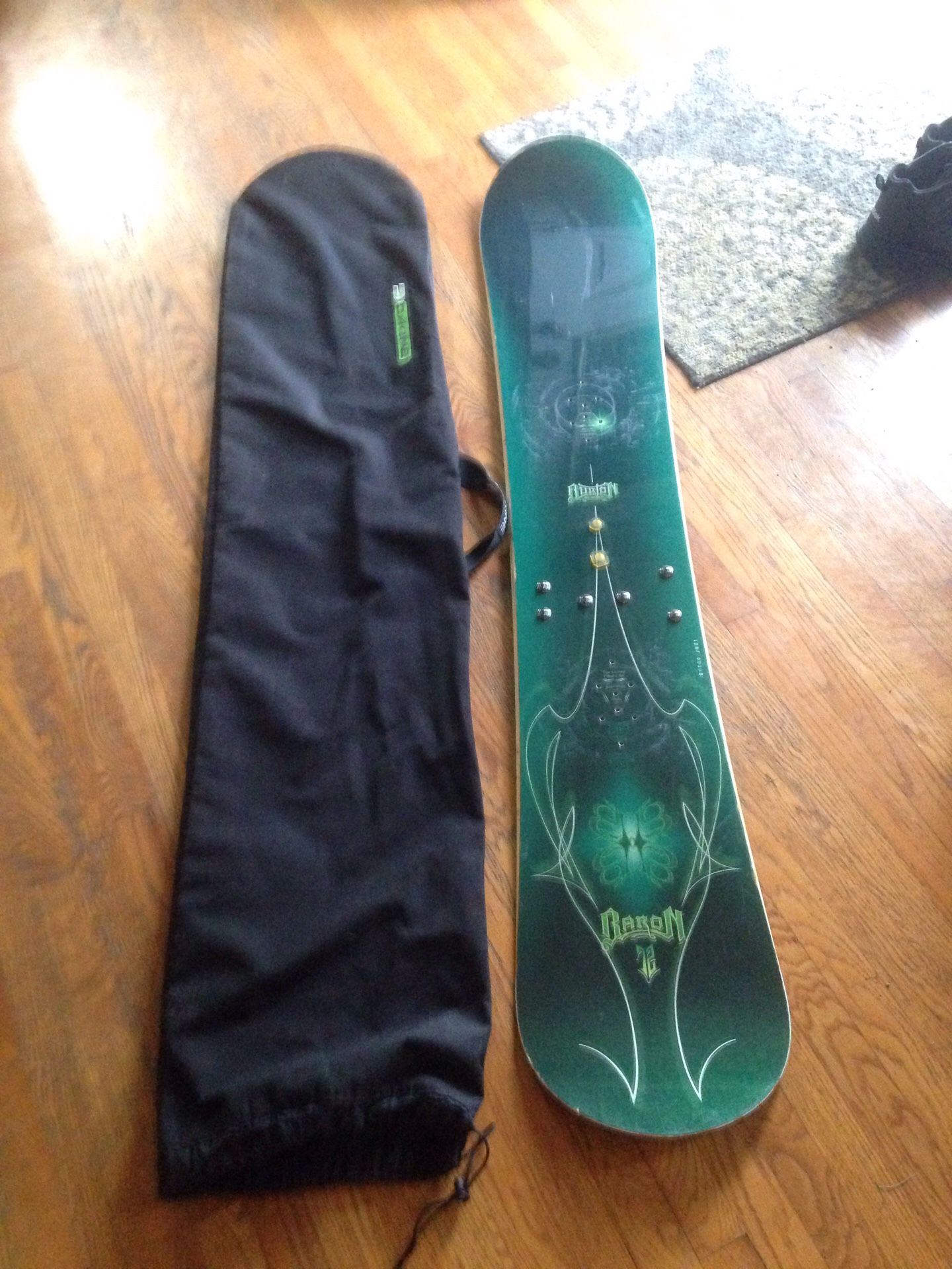 Burton snowboard and bag