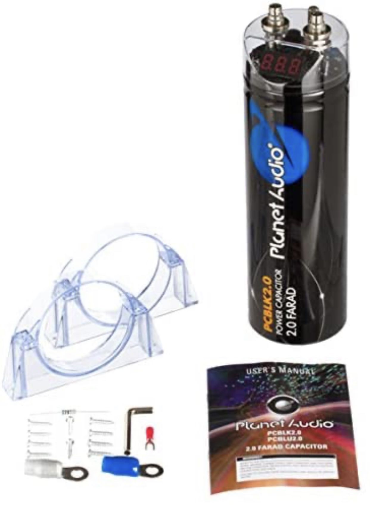 Car Audio Planet Audio PCBLK2.0 – 2 Farad Car Capacitor For Energy Storage To Enhance Bass Demand From Audio System