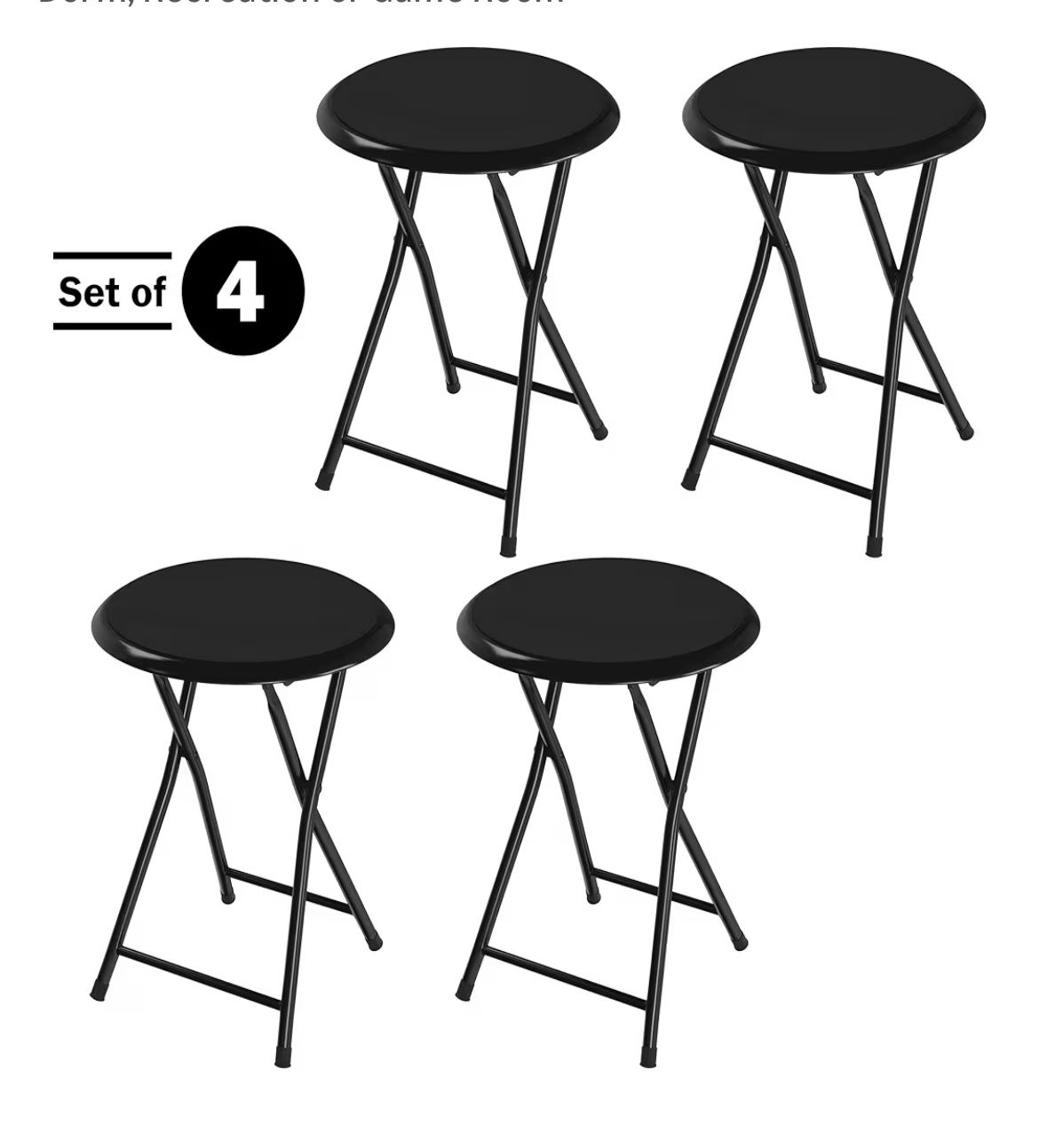 NEW 18” Black Folding Stools, 4pk