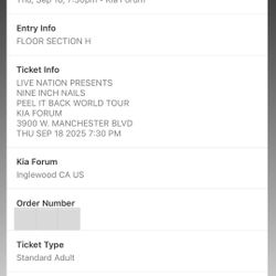 Nine inch nails ticket