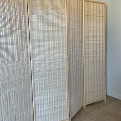 Room Divider Folding Privacy Screen, 6 Panel Room Divider Screen - 6 ft. Tall Bamboo Divider Panel for Room Separation Freestanding Partition 